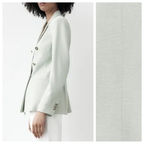 NWT. Zara Light Green Double Breasted Blazer. Size XS. - Picture 5 of 11